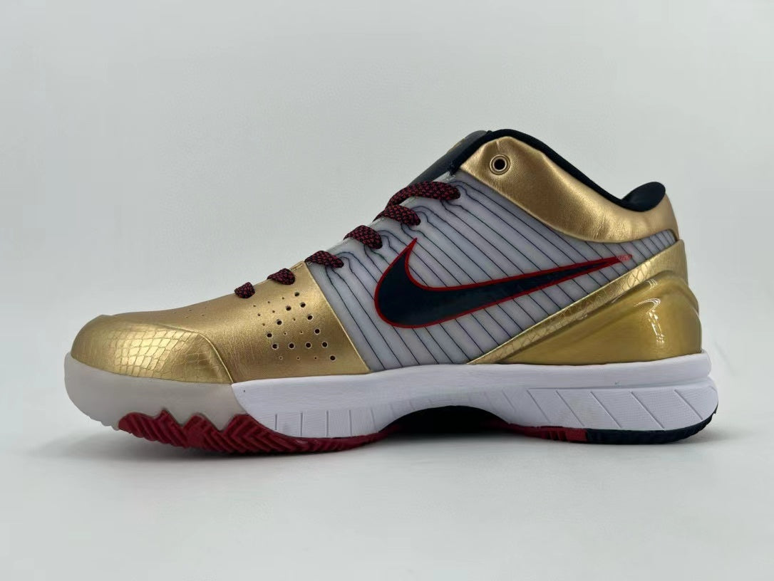 Nike Kobe 4 Protro Sneakers in Gold White 344335-141 - product image from the listing.