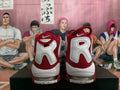 Nike Air More Uptempo Basketball Sneakers in Red and White - product image from the listing.