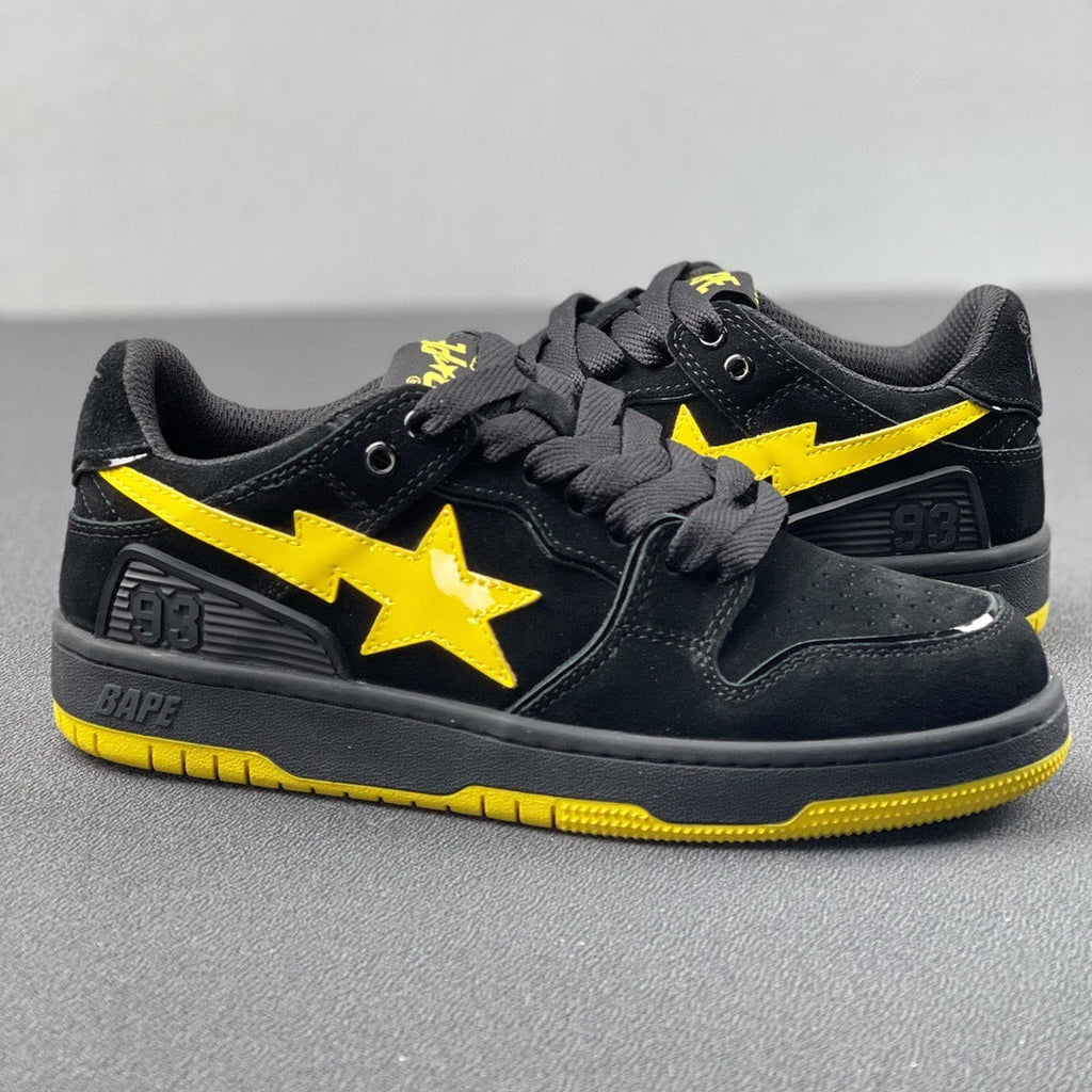 A Bathing Ape SK8 Sta Sneakers in Black Yellow - product image from the listing.