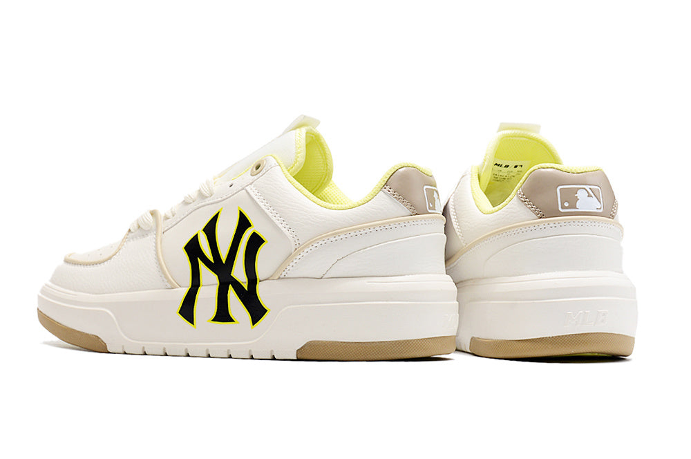 MLB Chunky Low-Top Sneakers in White and Neon in Yellow - product image from the listing.