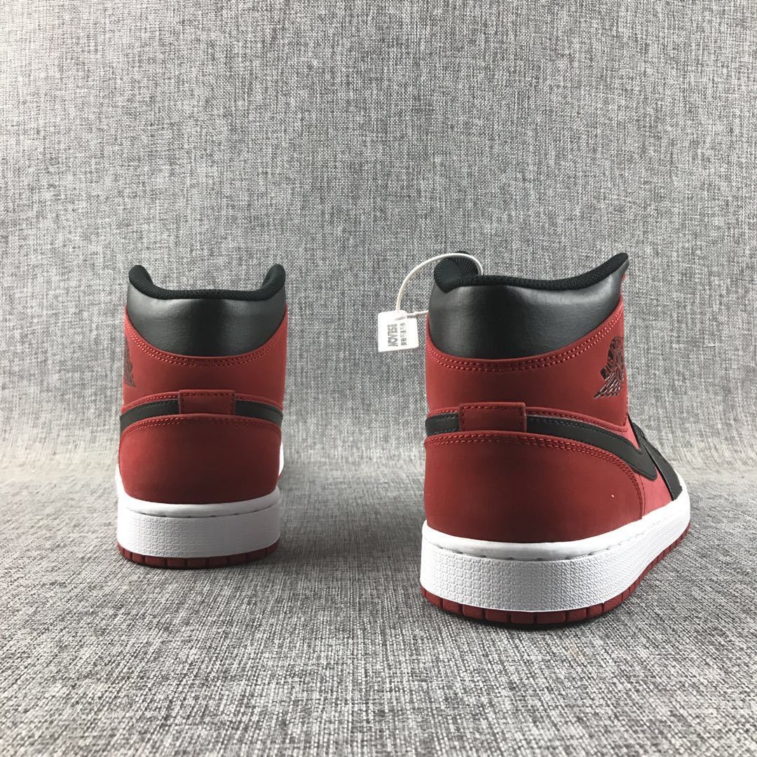 Air Jordan 1 Mid Sneakers in Red, in Black and White - product image from the listing.