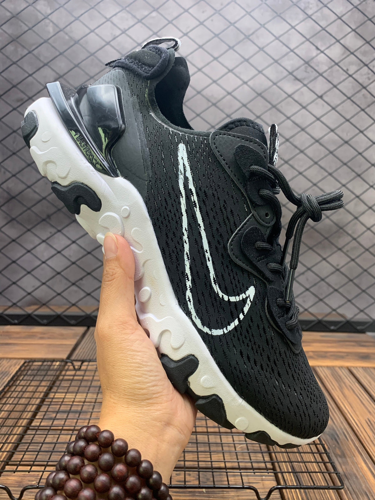 Nike React Vision Sneakers in Black and White - product image from the listing.