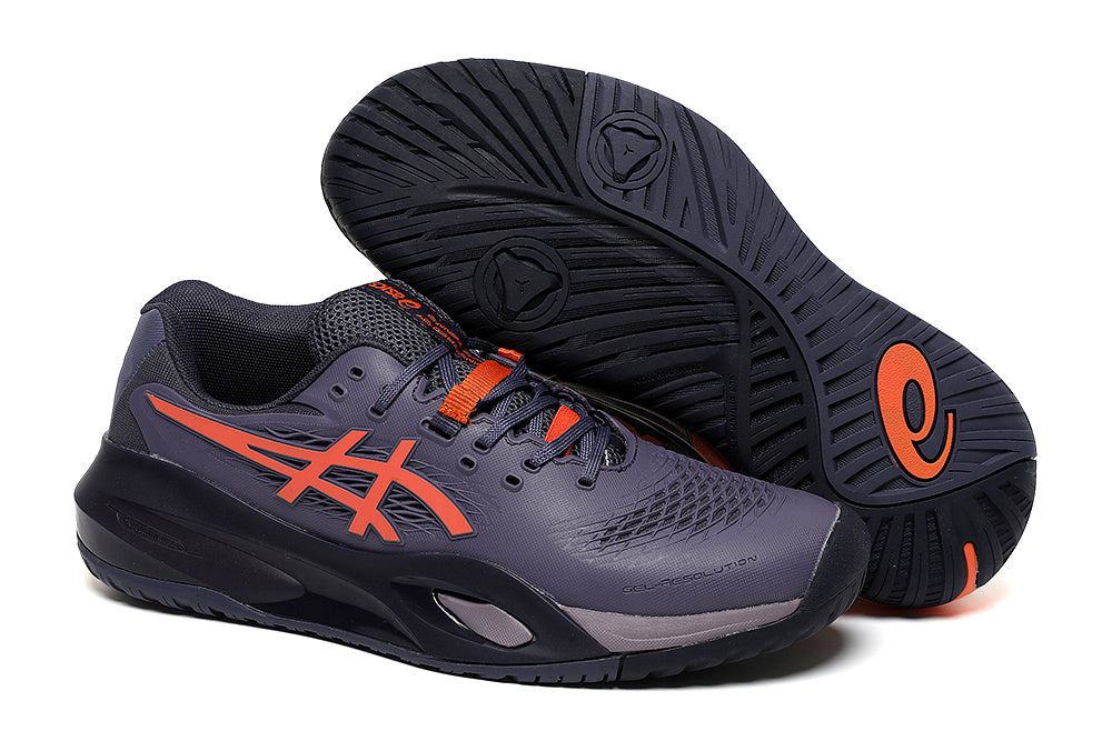 ASICS Gel-Resolution Tennis Shoes in Violet and Orange - product image from the listing.