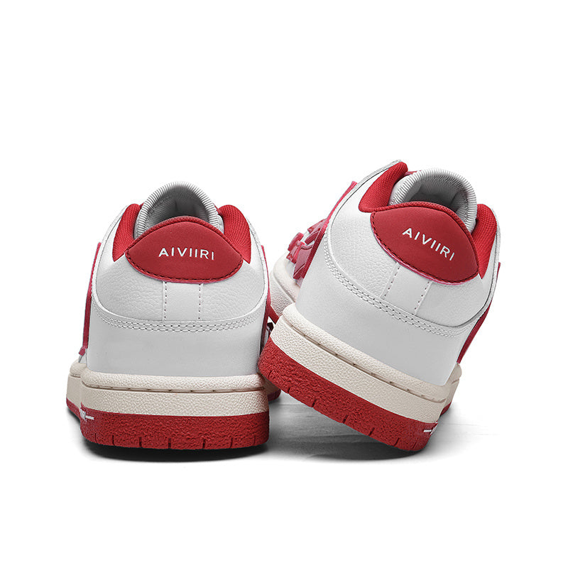 AIVIIRI Low-Top Sneakers in White and Red MFS003-124 - product image from the listing.