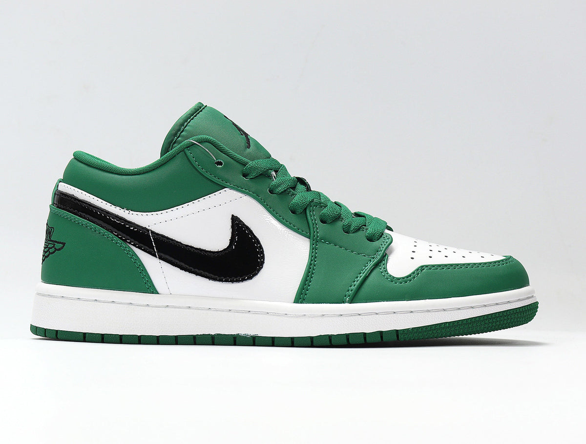 Air Jordan 1 Low White and Green Sneakers 553558-301 - product image from the listing.