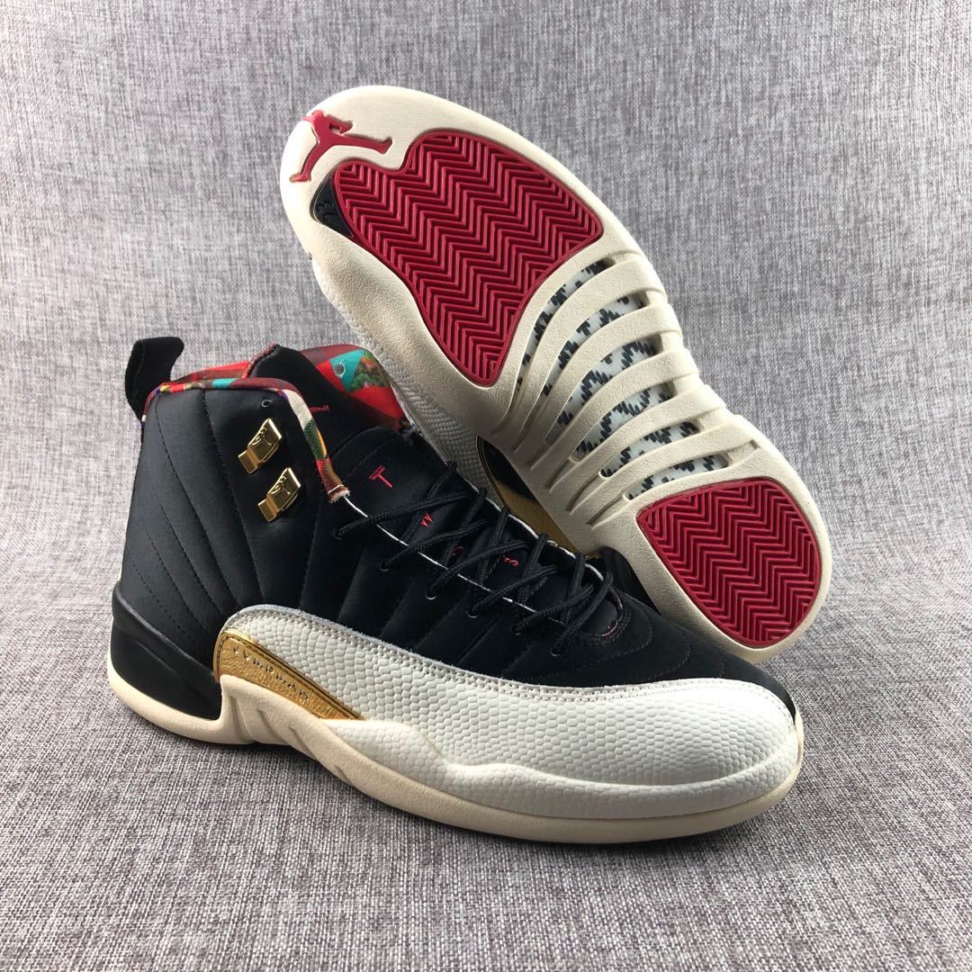 Air Jordan 12 CNY Patchwork High-Top Sneakers Black - product image from the listing.