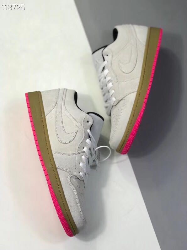 White Pink Gum Sole Sneakers - Jordan 1 Low - product image from the listing.