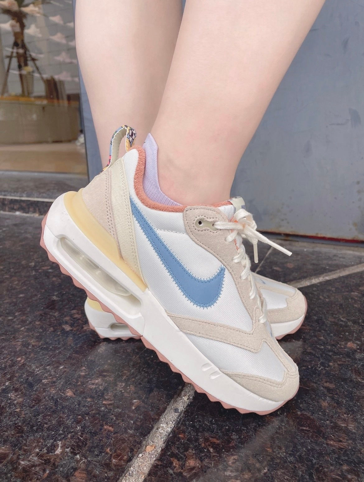 Nike Air Max Dawn Sneakers DV4248-141, in Cream and Blue - product image from the listing.