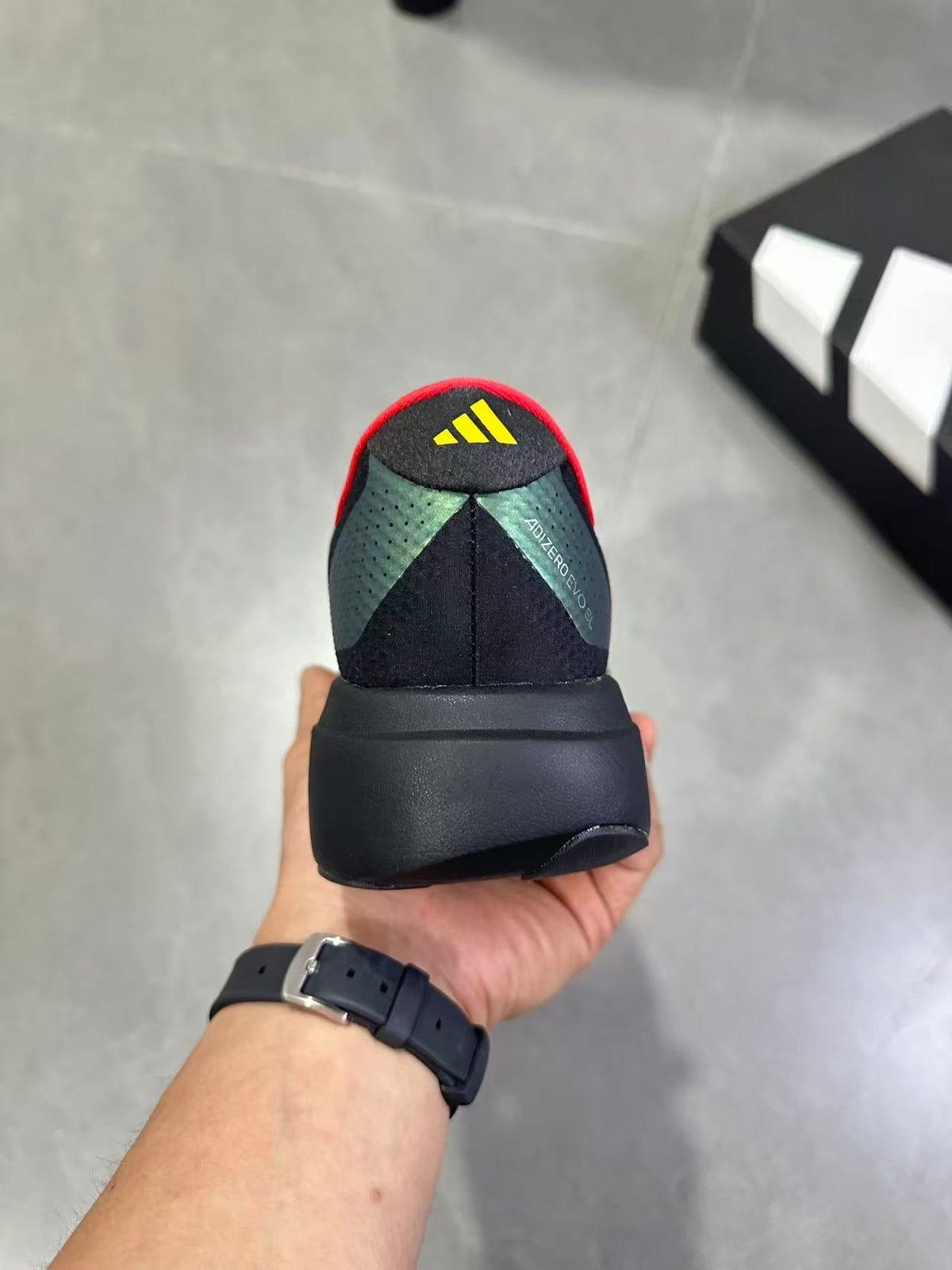 Adidas Lightstrike Pro Running Shoes, in Black Green Yellow Red KJ6160 - product image from the listing.