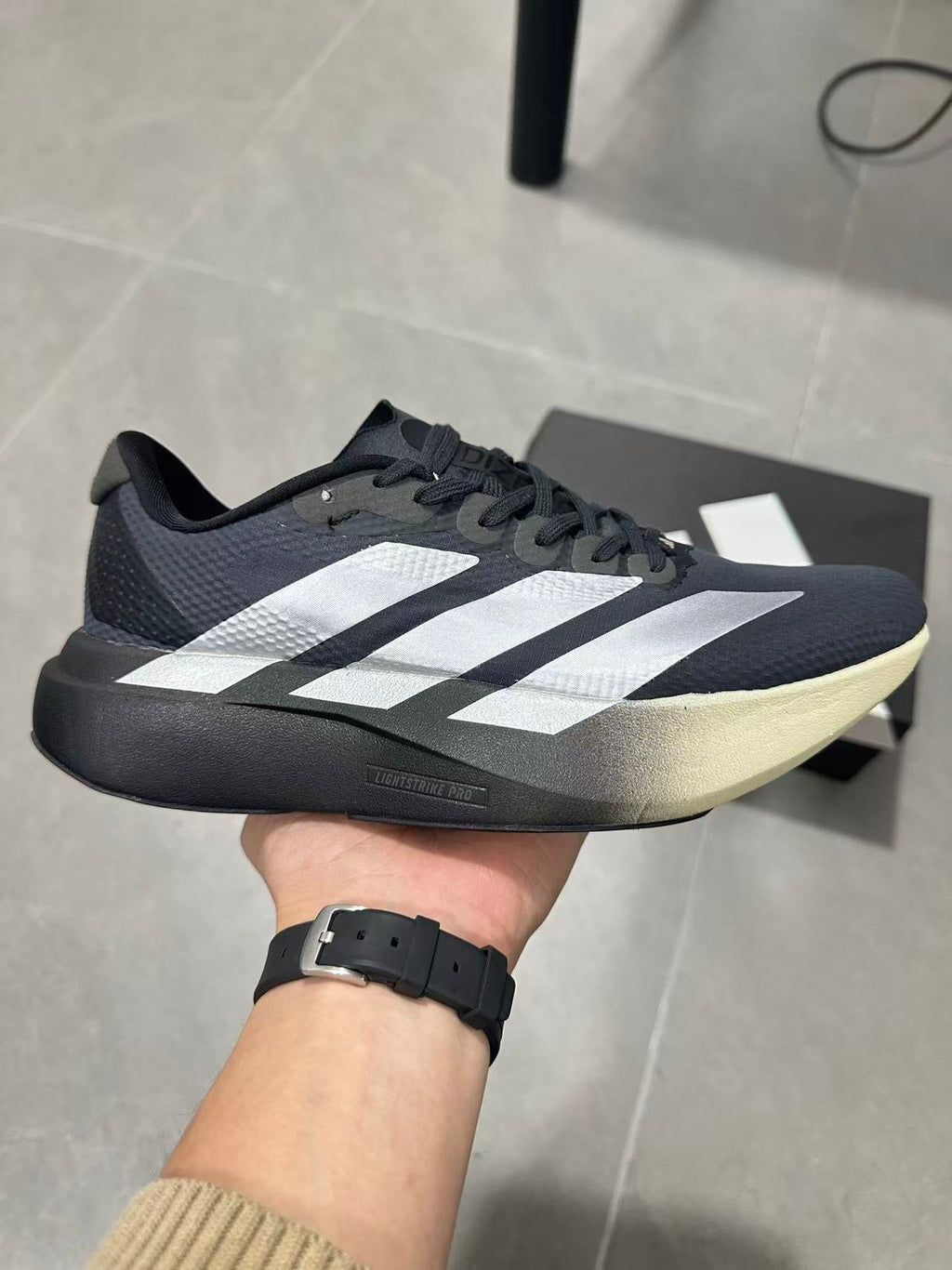 Adidas Lightstrike Pro Running Shoes in Black Silver KH8289 - product image from the listing.