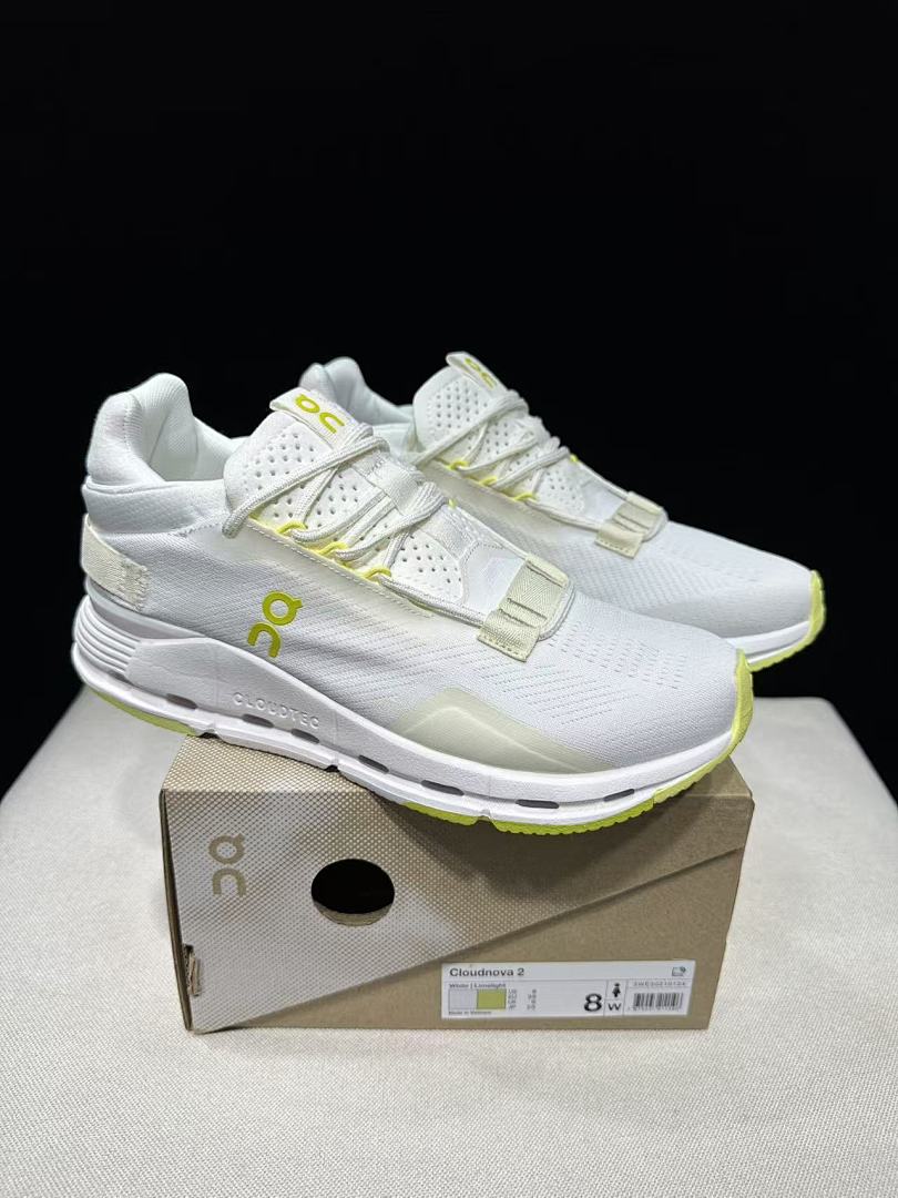 On Cloudnova 2 Sneakers in White and Lime - product image from the listing.