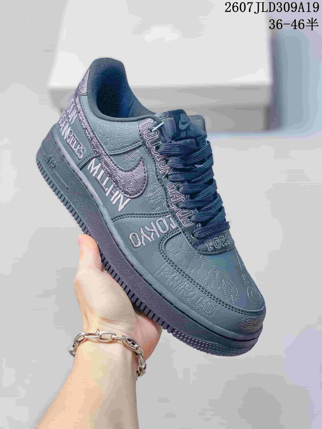 Nike Air Force 1 Low Dark Gray Graphic Trainers 2607JLD309A19 - product image from the listing.