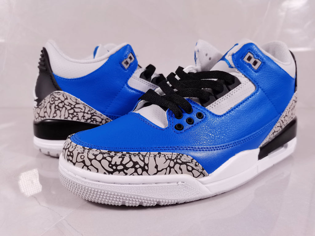 Air Jordan 3 Retro Blue Black Cement Sneakers - product image from the listing.