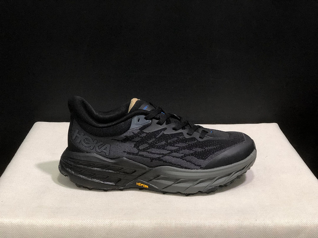 HOKA Speedgoat 5 Trail Running Shoes in Black - product image from the listing.