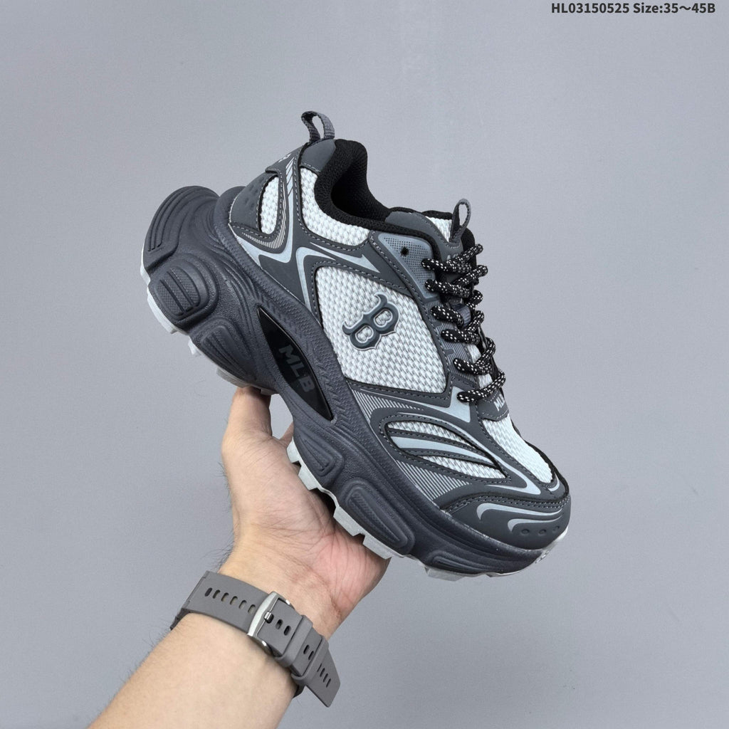 Gray and White MLB Winner Chunky Low-Top Sneakers - product image from the listing.