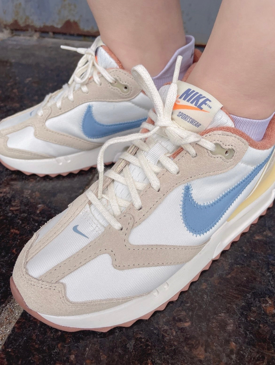 Nike Air Max Dawn Sneakers DV4248-141, in Cream and Blue - product image from the listing.