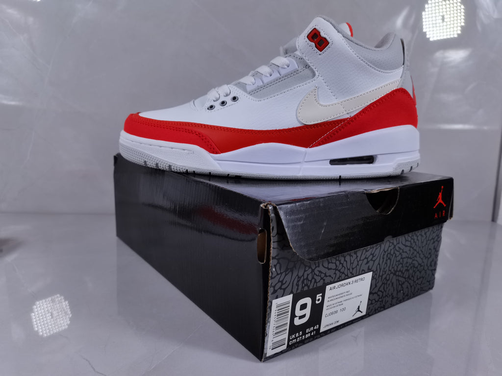 Air Jordan 3 Retro Sneakers in White Red - product image from the listing.
