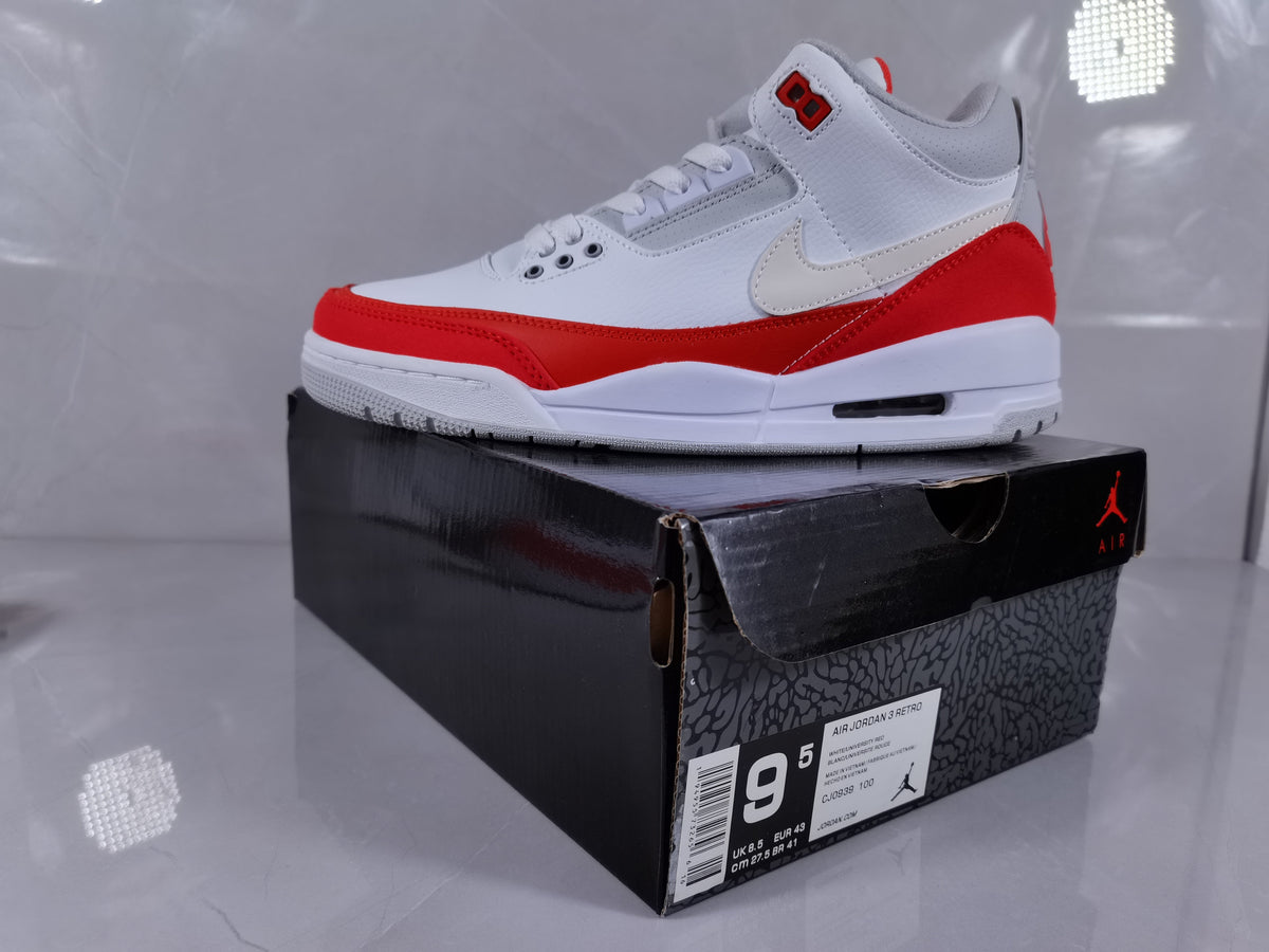 Air Jordan 3 Retro Sneakers in White Red - product image from the listing.