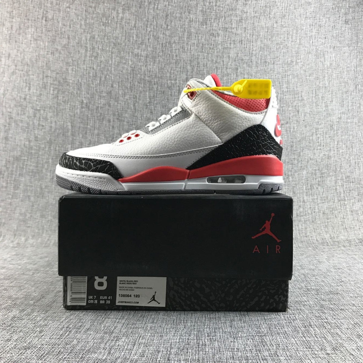 Men's Air Jordan 3 Fire Red Sneakers - product image from the listing.
