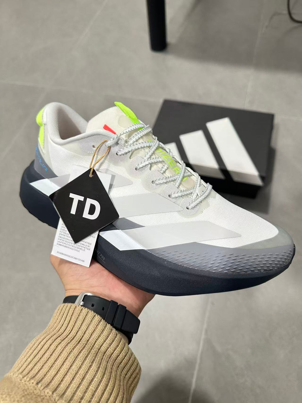 Adidas Lightstrike Pro Shoes for Running White Grey Neon - product image from the listing.
