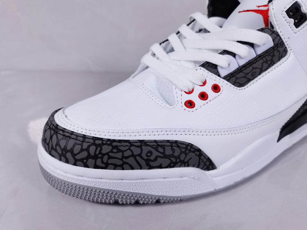 Air Jordan 3 Retro SE White Cement Fire Sneakers in Red - product image from the listing.