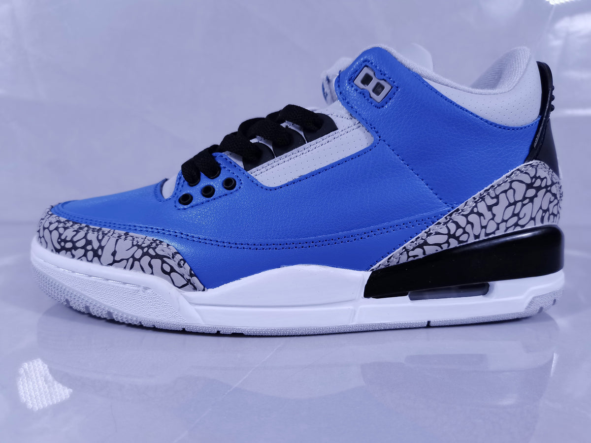Air Jordan 3 Retro Blue Black Cement Sneakers - product image from the listing.