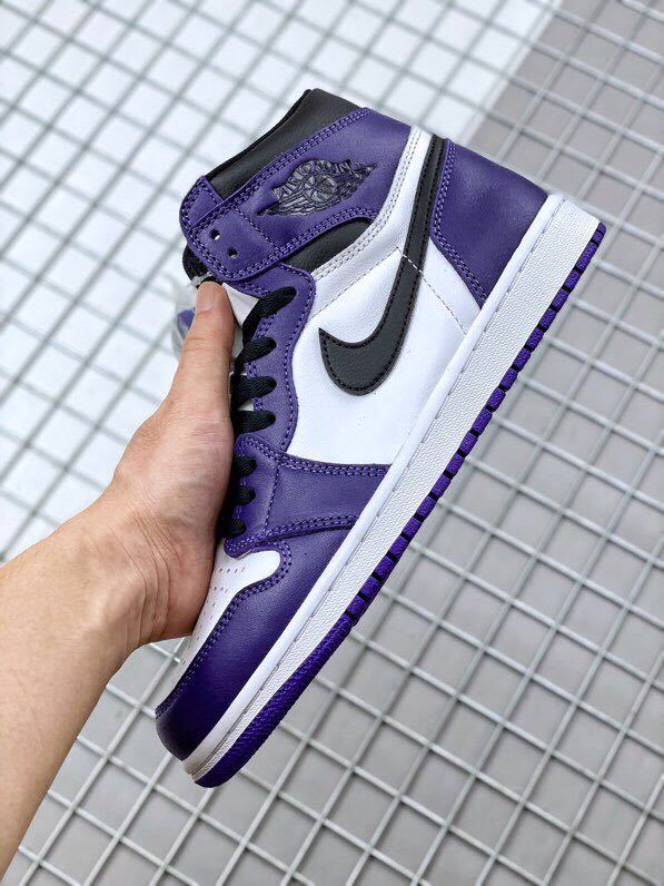 Air Jordan 1 High OG Court Sneakers in Purple 555088-500 - product image from the listing.