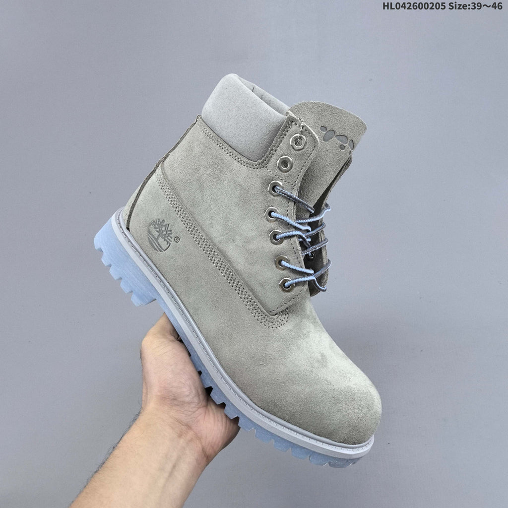 Gray Suede Timberland 6-Inch Lace-Up Boots - product image from the listing.