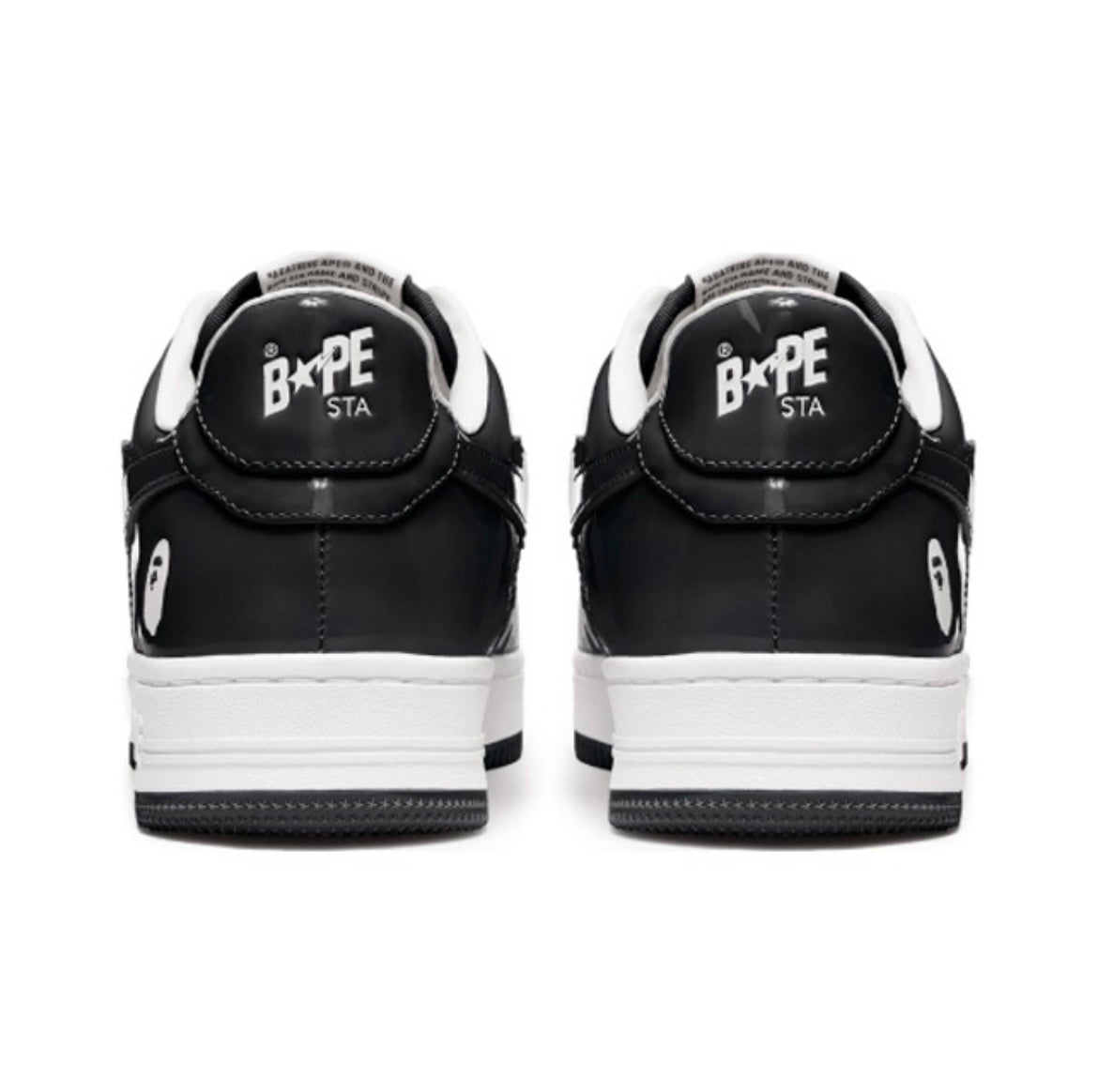 BAPE STA Low Sneakers in Black and White 1H70-191-001 - product image from the listing.