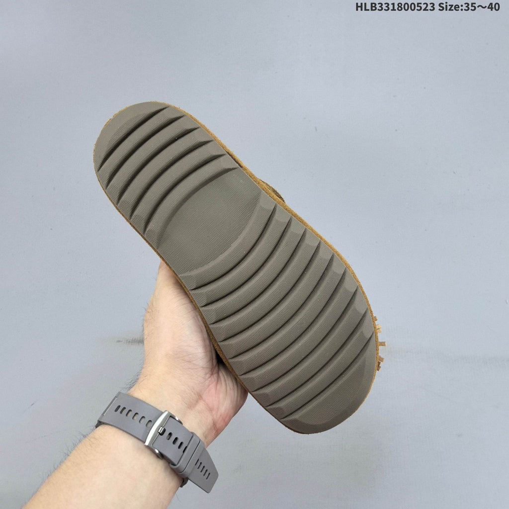 Embellished Brown Backless Slip-On Clogs with Buckle - product image from the listing.