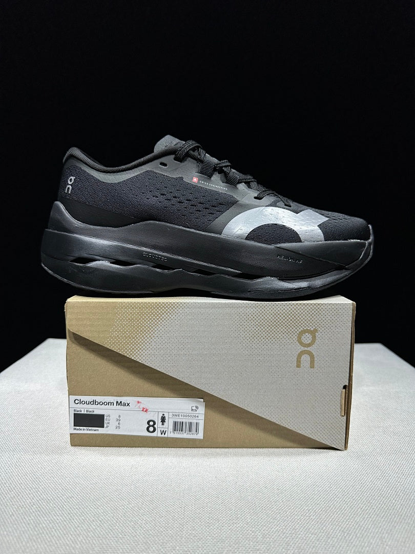 On Cloudboom Max Running Shoes, in Black - product image from the listing.