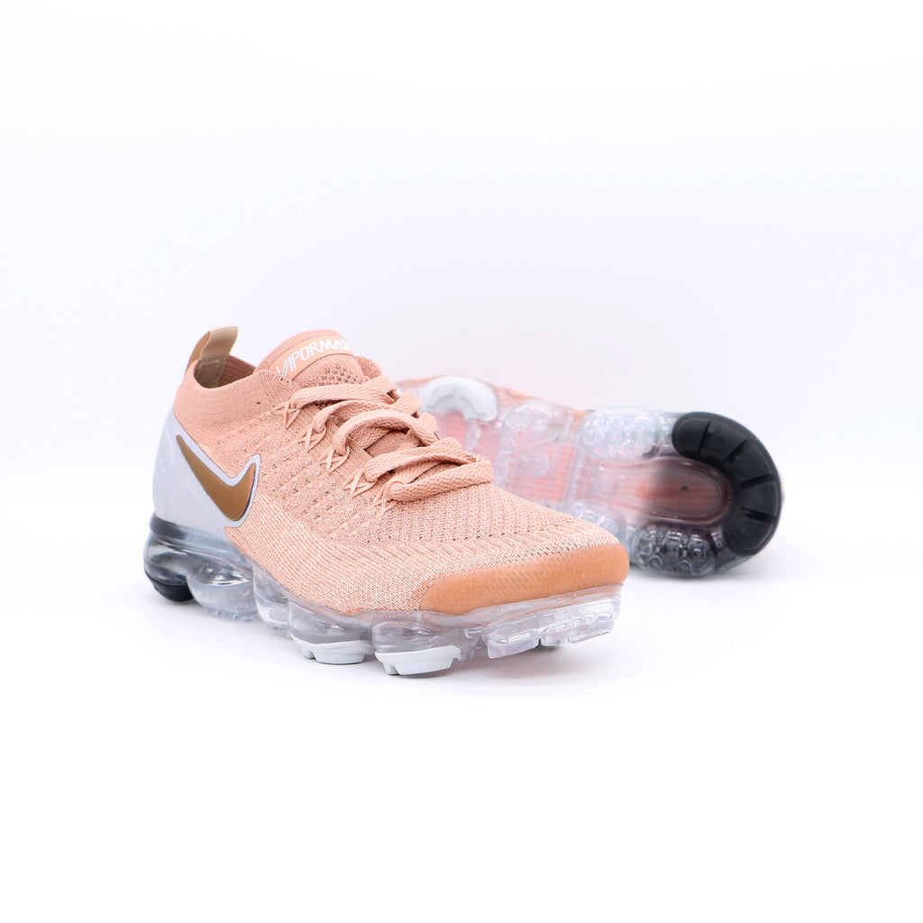 Nike Air VaporMax Flyknit Trainers Peach Style 942843-6029 - product image from the listing.
