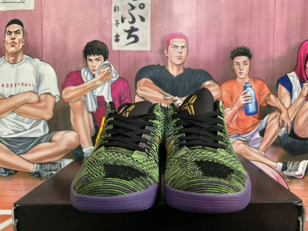 Nike Kobe 11 Mamba Day Basketball Shoes in Black Green Purple - product image from the listing.