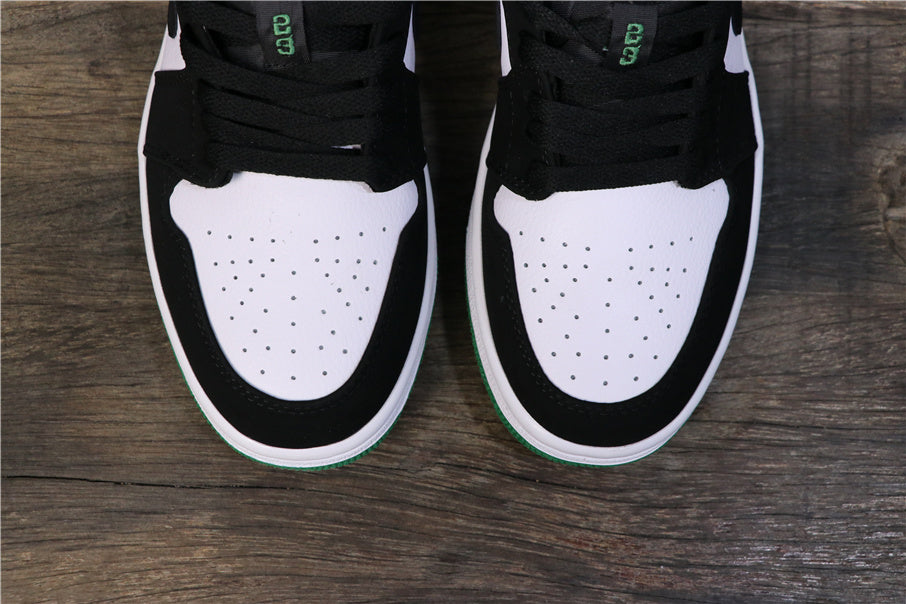 Air Jordan 1 Low Sneakers in Black Green White 553558-113 - product image from the listing.