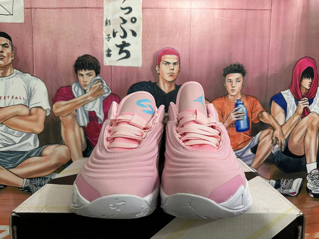 Jordan Luka 4 Basketball Shoes in Pink and White - product image from the listing.