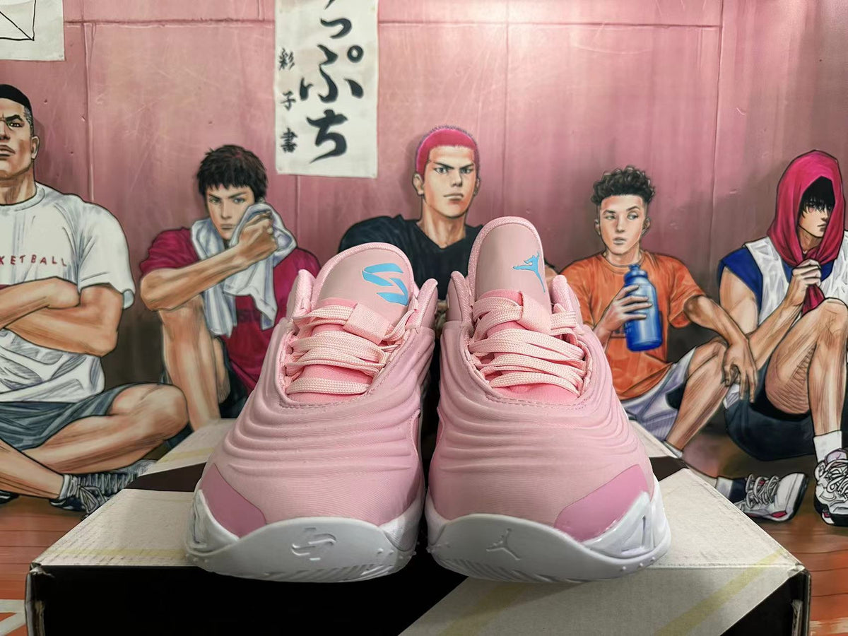 Jordan Luka 4 Basketball Shoes in Pink and White - product image from the listing.