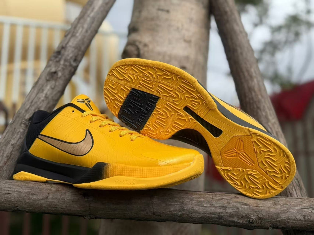 Yellow and Black Nike Kobe 5 Basketball Shoes - product image from the listing.