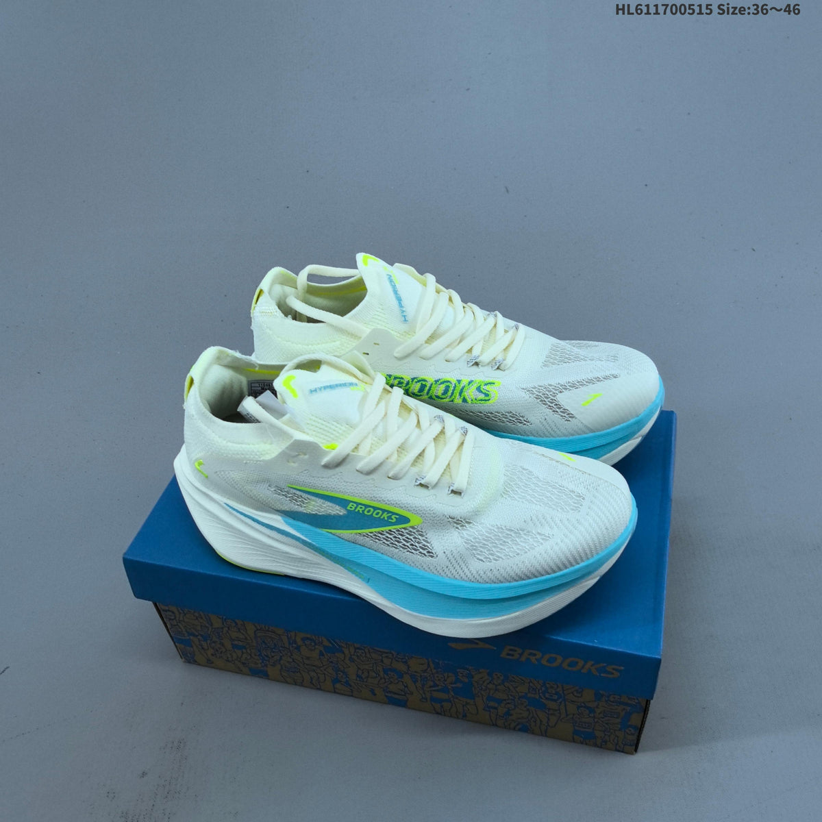 Brooks Hyperion Max 3 Running Shoes, in White and Blue - product image from the listing.