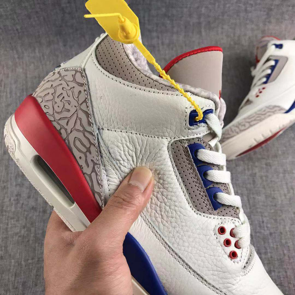 Air Jordan 3 Independence Day Basketball Sneakers in White - product image from the listing.