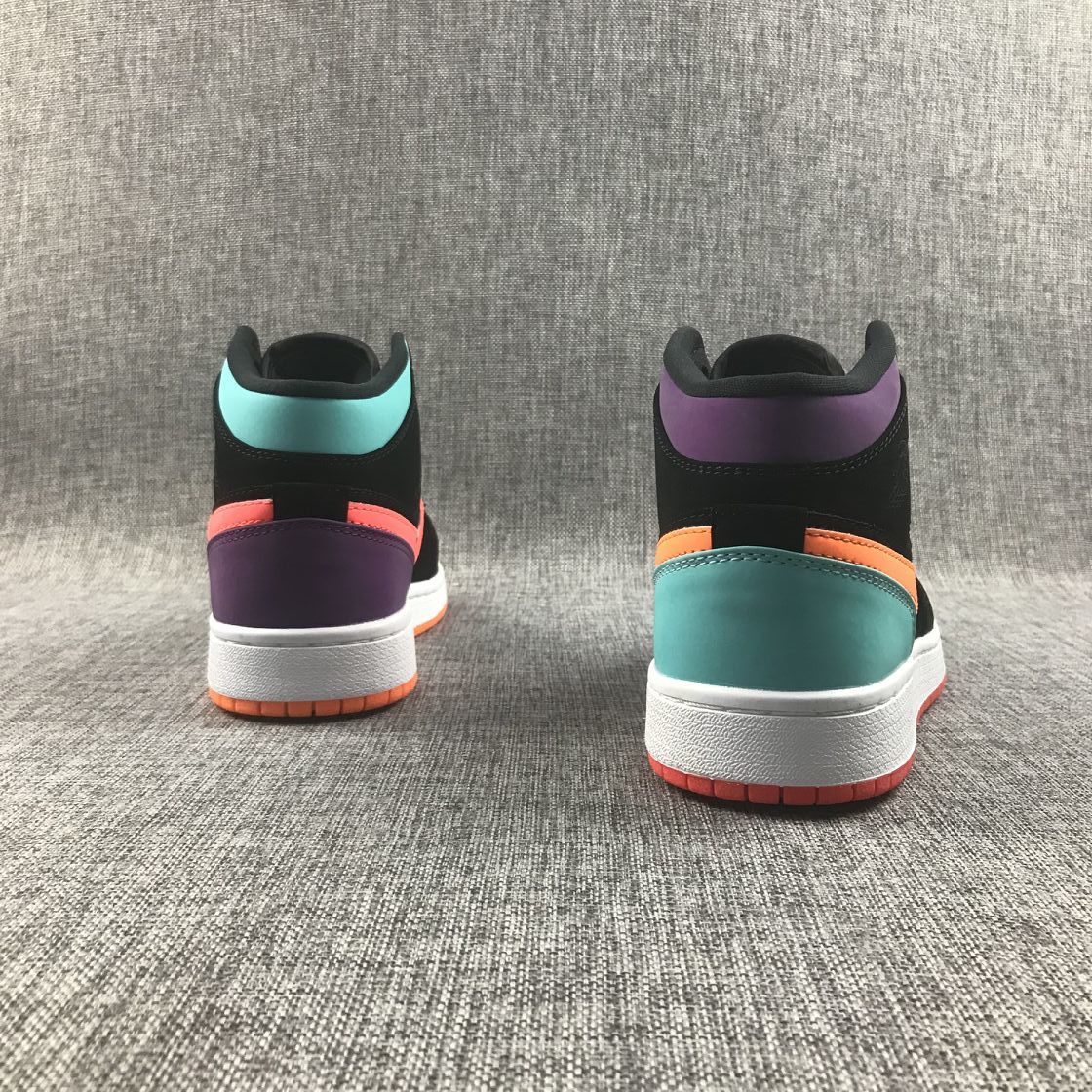 Jordan 1 Mid Sneakers in Multicolor Black 554725-083 - product image from the listing.