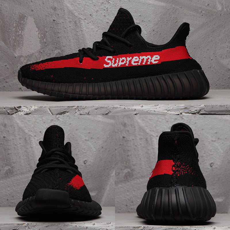 adidas Yeezy Boost 350 V2 Sneakers in Black Red - product image from the listing.