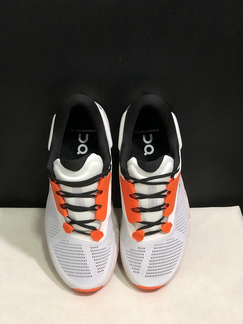 White and Orange On Cloudstratus 3 Running Shoes - product image from the listing.