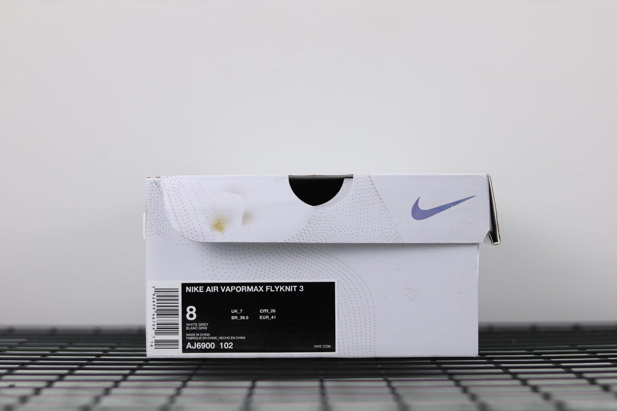 Nike Air VaporMax Flyknit 3 in White Grey AJ6900-102 - product image from the listing.