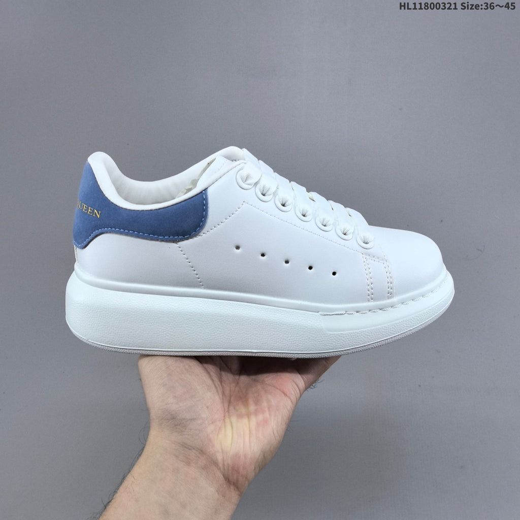Alexander McQueen Oversized Low-Top Sneakers, in White and Blue - product image from the listing.