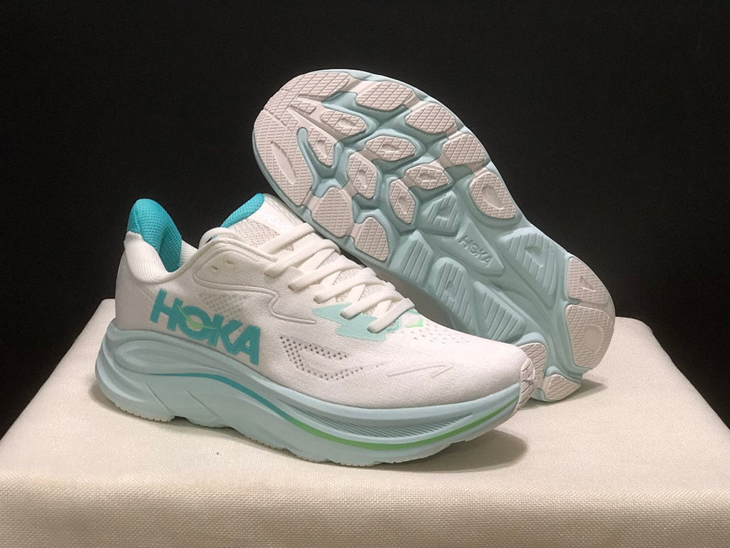 HOKA Clifton 10 Running Shoes, in White Aqua - product image from the listing.