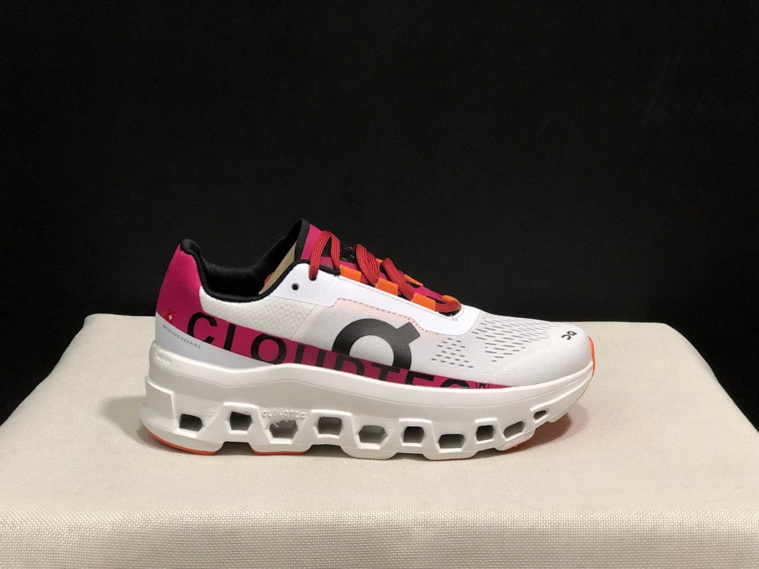 On Cloudmonster Cloud X Sneakers in White Pink - product image from the listing.