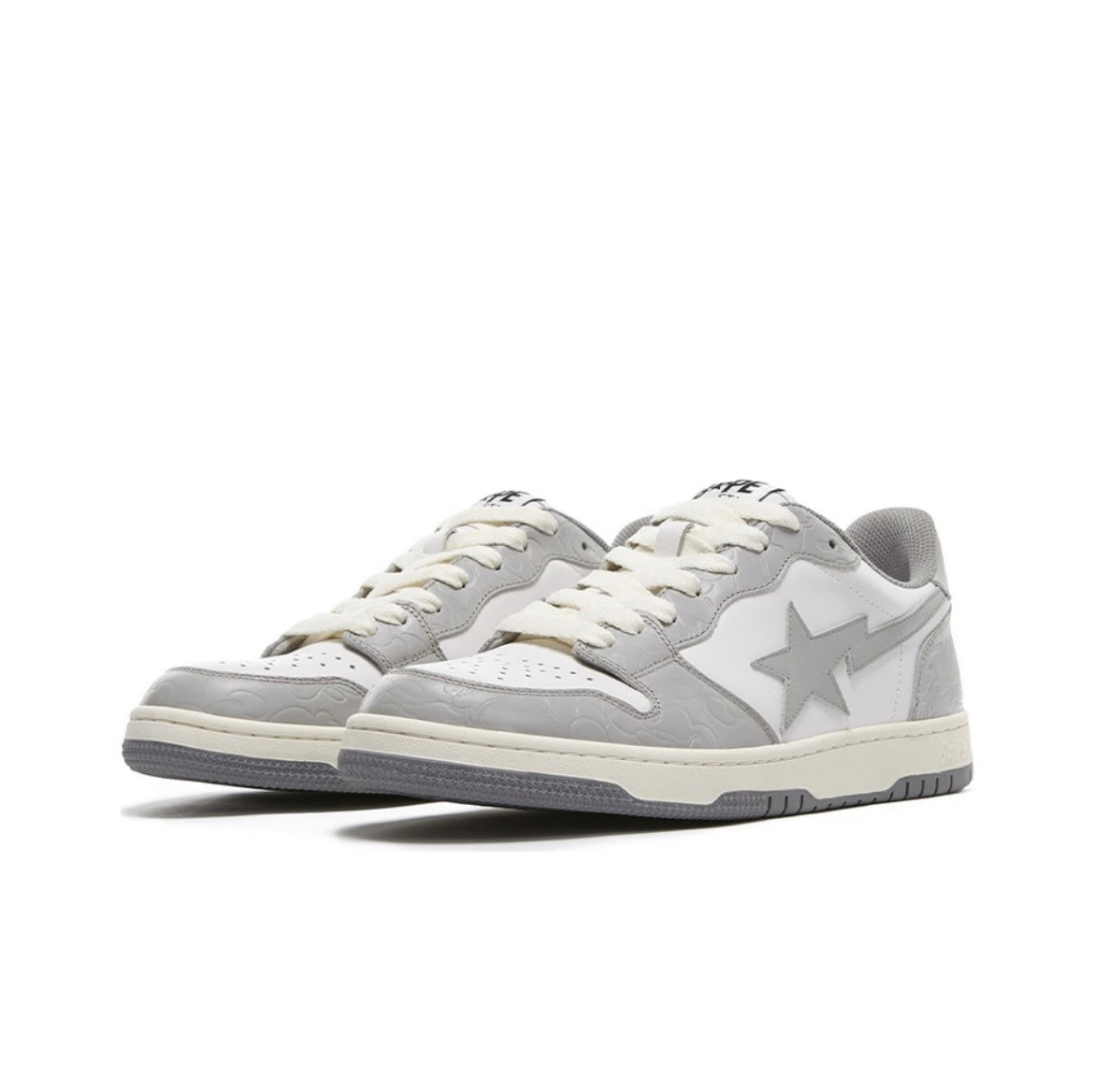 A BATHING APE BAPE Court Sta Low Sneakers in White Grey - product image from the listing.