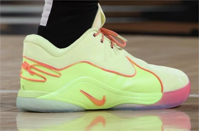 Nike LeBron 22 Basketball Shoes in Neon in Green and Coral - product image from the listing.