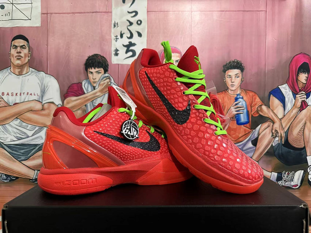 Nike Kobe 6 Protro Basketball Shoes in Red Green - product image from the listing.