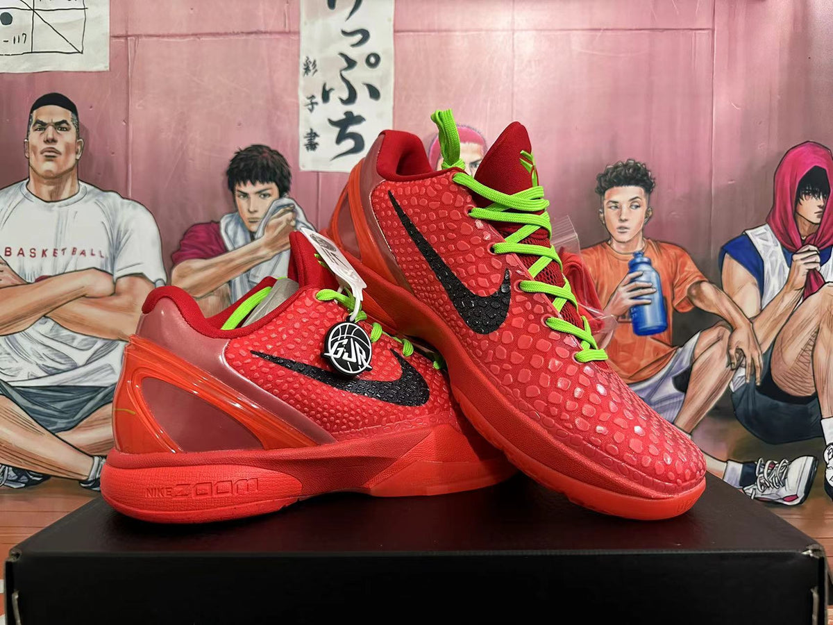 Nike Kobe 6 Protro Basketball Shoes in Red Green - product image from the listing.